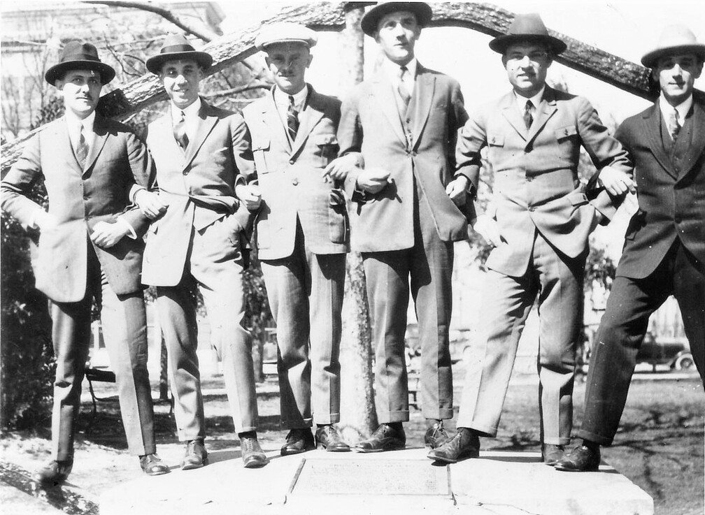 Beaumont, Texas. von links: Geußenhainer, Langner, Heise, Knüppel, Kolb, Rümenapp. Januar 1925