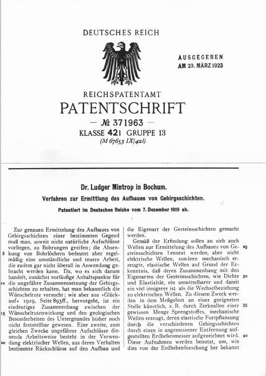 PATENTSCHRIFT Nr. 371963, Neuausgabe des Patents am 23.3.1923 nach abgewiesener Nichtigkeitserklärung.
